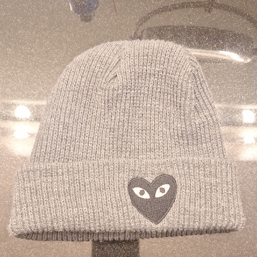 Gray Heart Patch Kids Beanie